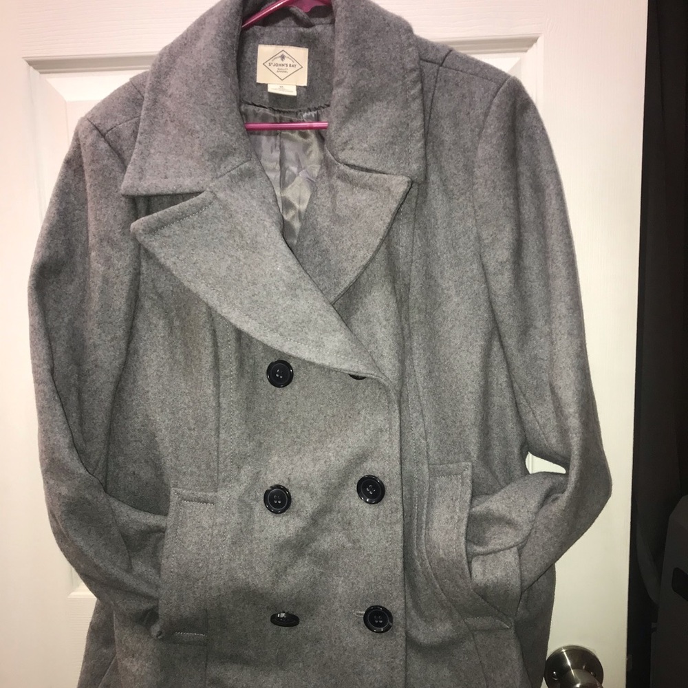 St Johns Bay XL grey wool pea coat